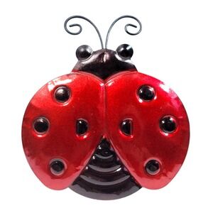 Red Black Ladybug Wreath Sign Embellishment Tin Metal Insect Craft Supplies DIY